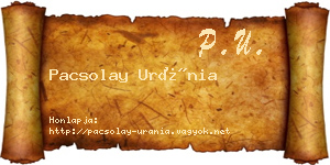 Pacsolay Uránia névjegykártya